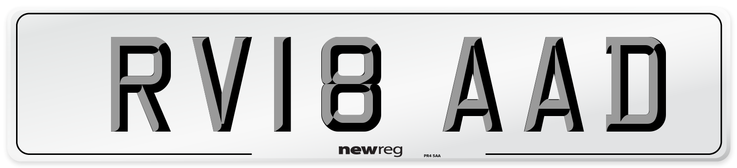 RV18 AAD Number Plate from New Reg